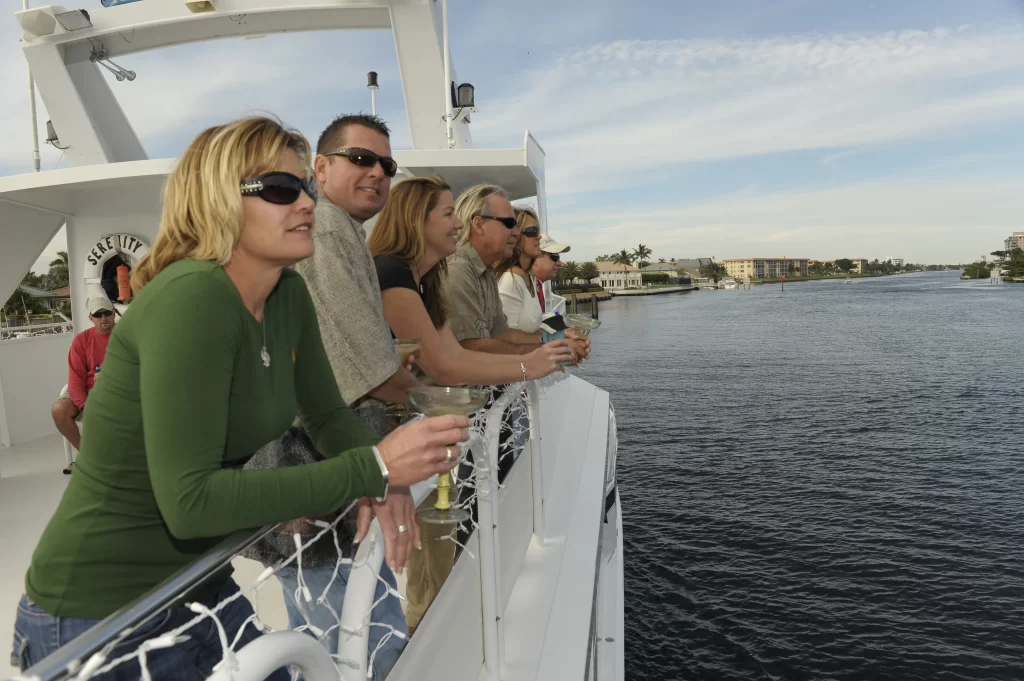 Guests sightseeing from the deck of Serenity III